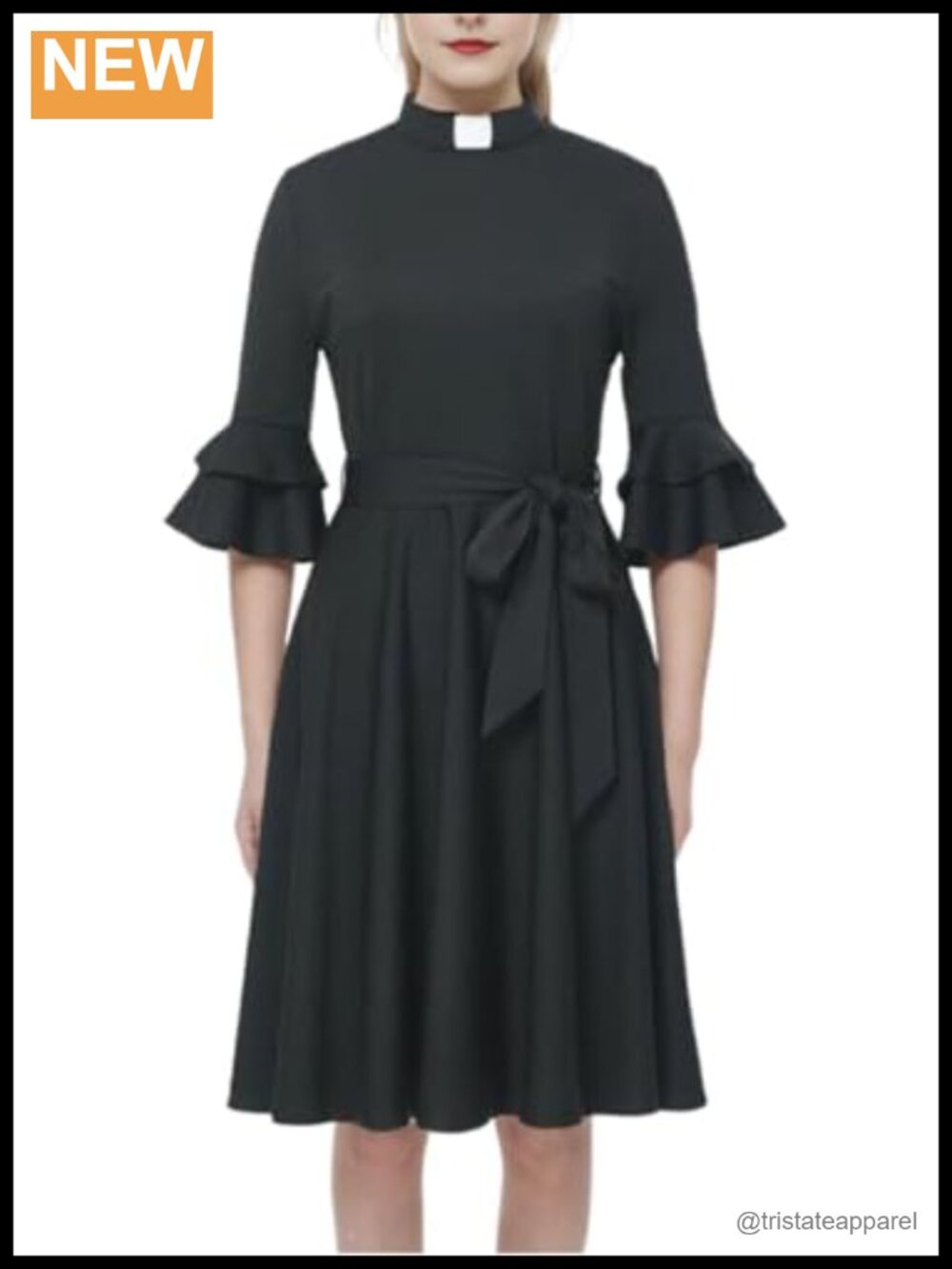 Clergy Dress Tab Collar Double Layer Flared Sleeve Formal Religious